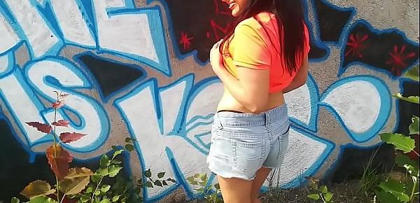  Hot girl has sex by graffiti wall